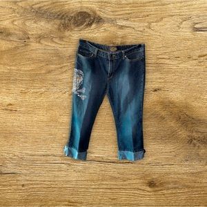 Zoey Beth Rhinestone Skull Cropped Jeans